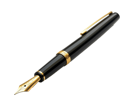 Gold accented black fountain pen shown png