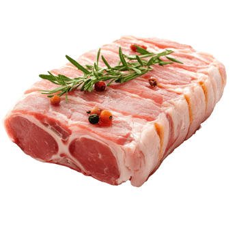 Fresh cut pork meat with herbs ready for cooking png