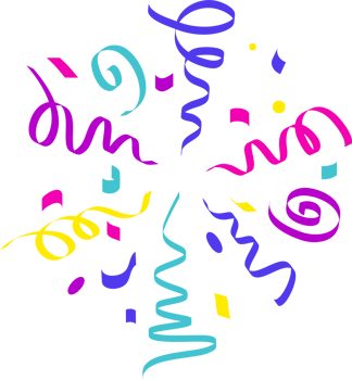 Confetti explosion. Radial elements for birthday party and carnival celebration. Falling colored serpentine and burst of firework for surprise and gift decoration png