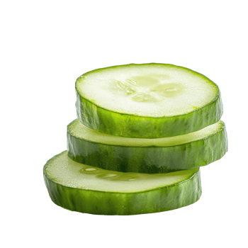 Neatly arranged cucumber slices on white png