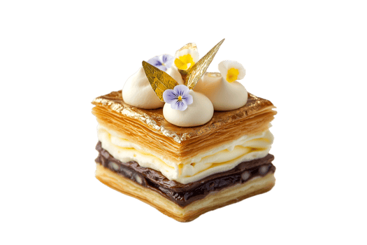 Gourmet mille feuille pastry on a transparent background png