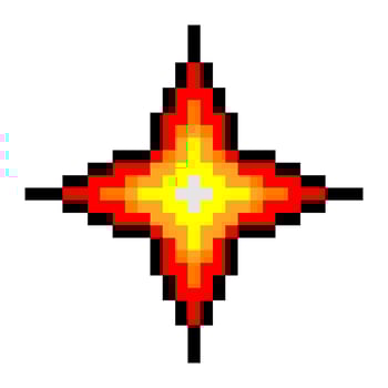 Sparkling red star in pixel art style vector
