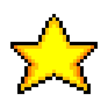 Yellow star in pixel art style vector