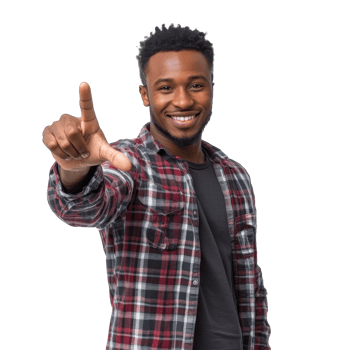 Happy man pointing in casual clothes png