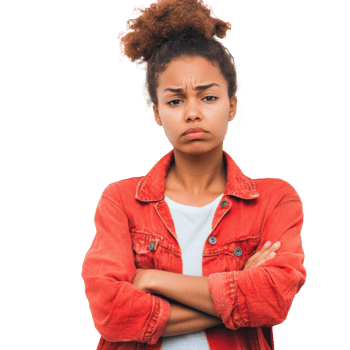 Displeased young woman with crossed arms png