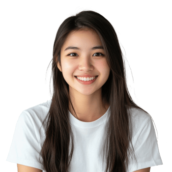 Smiling young woman with long hair png