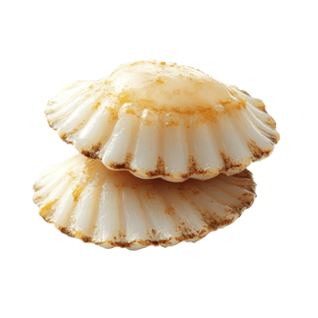 Scallop shells on a reflective surface png