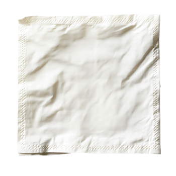A folded white napkin on a neutral background png