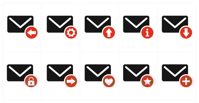 A set of 10 mail icons as received mail, mail setting, send mail vector