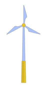 Sustainable wind turbine 2D cartoon object. Windmill wind power generation. Eco friendly electricity green energy technology isolated element flat clipart on white background. Spot illustration vector