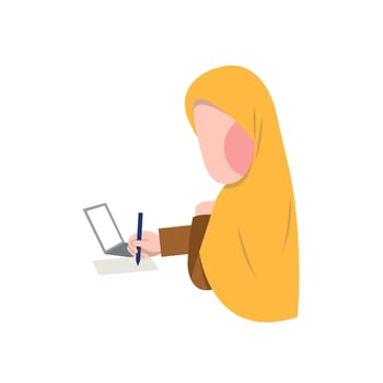 Freelancer Muslimah Writing vector