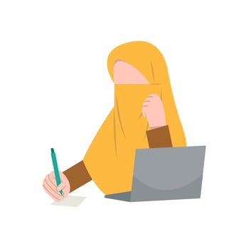 Niqab Woman Writing vector
