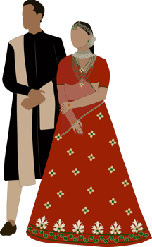 Indian wedding couple illustration for save the date, wedding invitation and e-invite cards png