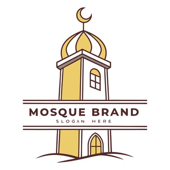 Gold and Gray Mosque Logo. vector