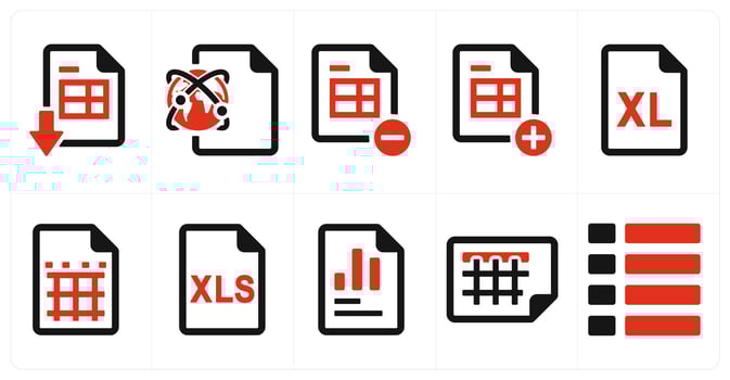 A set of 10 mix icons as download excel sheet, global sheet, remove sheet vector
