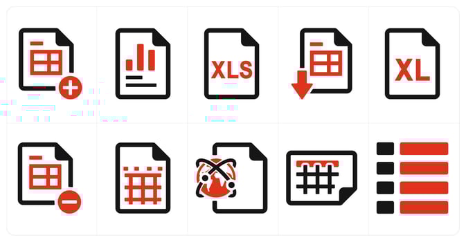 A set of 10 mix icons as add sheet, graph, excel sheet vector