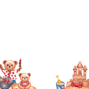 Handdrawn of frame Bear travel summer watercolor png