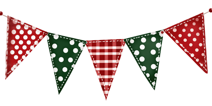 Colorful red and green bunting with polka dots for festive celebrations png