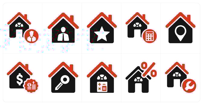A set of 10 Real Estate icons as realtor, realty owner, property rating vector