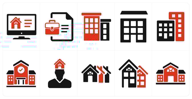 A set of 10 Real Estate icons as real estate website, documents, real estate vector