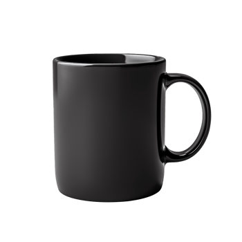 Black ceramic mug isolated on transparent background png