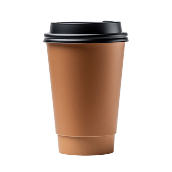 Blank brown coffee paper cup isolated on transparent background png