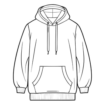 a hoodie is outlined in black and white vector