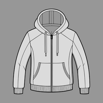 a drawing of a half - zip jacket with a zipper vector