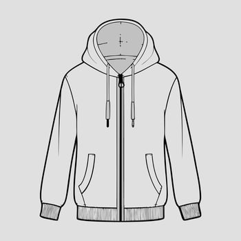 a drawing of a half - zip jacket with a zipper vector