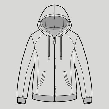 a drawing of a hooded jacket vector