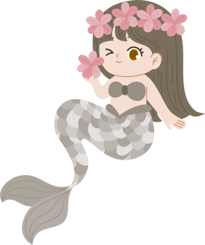 cute mermaid wear flower crown png