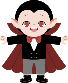 cute kid wear vampire costume for halloween png