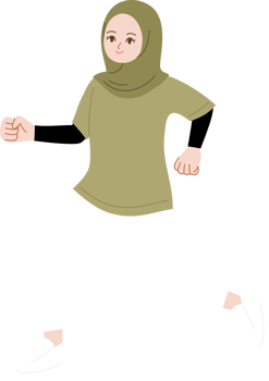 muslim hijab woman running and exercising png