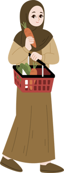 hijab muslim woman carrying shopping basket png