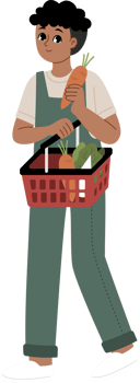 man grocery shopping for monthly need png