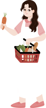 woman carrying shopping basket buying grocery png