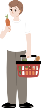 man grocery shopping carrying shopping basket png