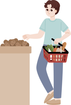 man buying potato grocery shopping png