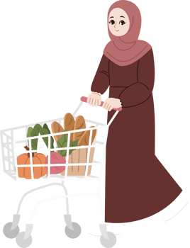 muslim hijab woman grocery shopping png