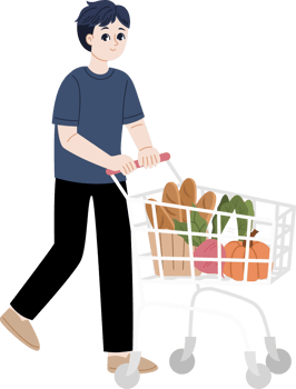 man pushing grocery cart png