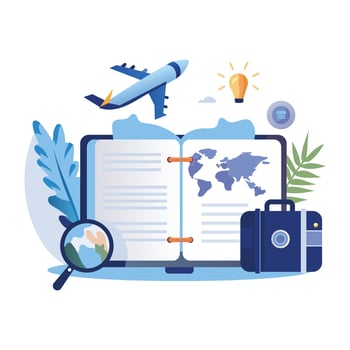 A flat style illustration of travel journal vector