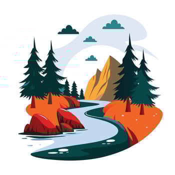 A flat illustration of an autumn forest scene vector