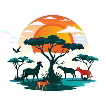 A flat illustration of an autumn forest scene vector