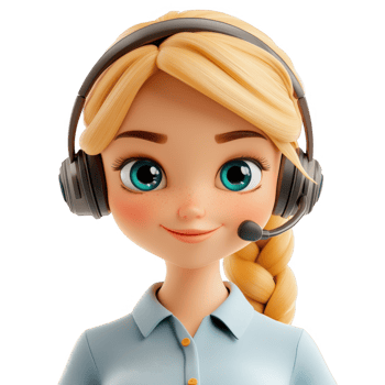 3d cute icon young friendly female call center agent with headset. Smiling cartoon woman operator in headphones with mic working in office talk with client on isolated on transparent background png