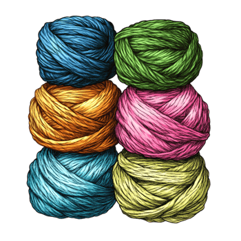Hand drawn cartoon vector illustration of yarn on a transparent background png