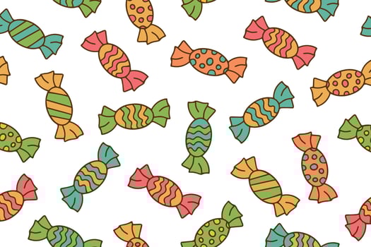 seamless pattern with sweets and candies in doodle style. Bright colorful background made of candies. illustration. vector