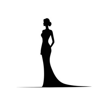 Dark Silhouette of a Woman in a Formal Dress Isolated png