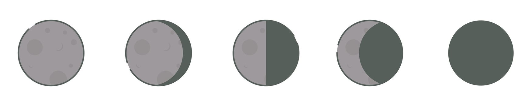 Moon icon set. Moon phase symbol. new moon, waxing crescent, first quarter, waxing gibbous, full moon, waning gibbous, third quarter and waning crescent. vector