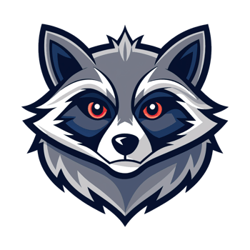 A raccoon head with red eyes png