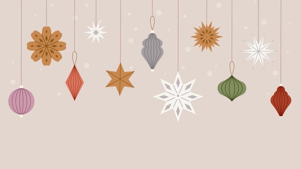 Christmas paper craft baubles hanging on strings vector